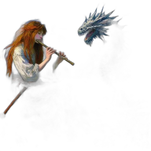 dragon, creature, staff, sword transparent PNG cut-out