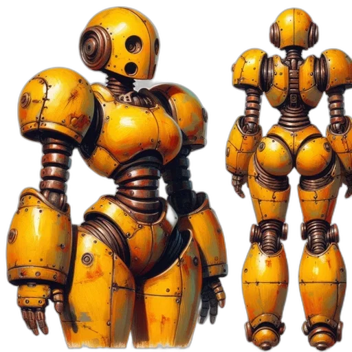 robot, concept art, 3d render, pixel art transparent PNG cut-out