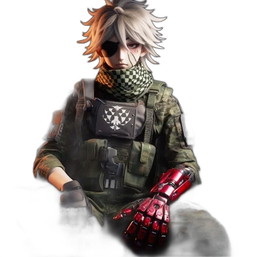 weapon, jacket, mask, staff transparent PNG cut-out