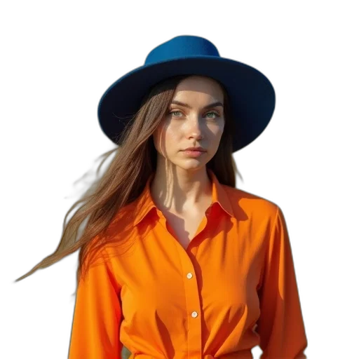 hat, jacket, dress, hair transparent PNG cut-out
