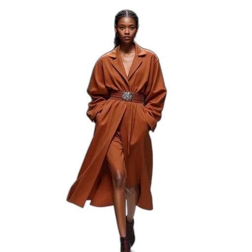 dress, jacket, earth tones, dark transparent PNG cut-out