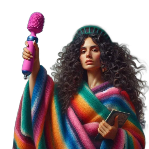 hair, staff, umbrella, dress transparent PNG cut-out