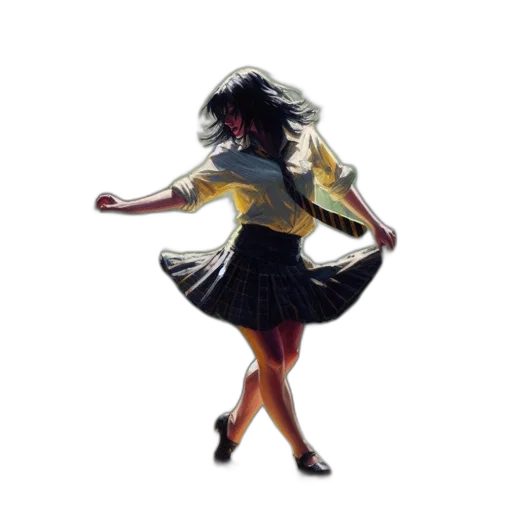 dress, hair, staff, creature transparent PNG cut-out