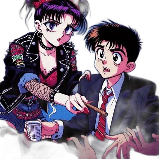 vaporwave, cyberpunk, anime, cartoon transparent PNG cut-out