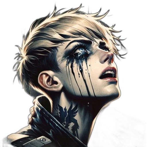 face, cyberpunk, comic book art, concept art transparent PNG cut-out
