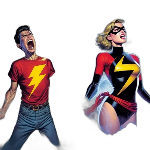 comic book art, concept art, two, contrasting transparent PNG cut-out