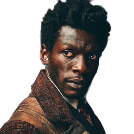 face, jacket, hair, staff transparent PNG cut-out