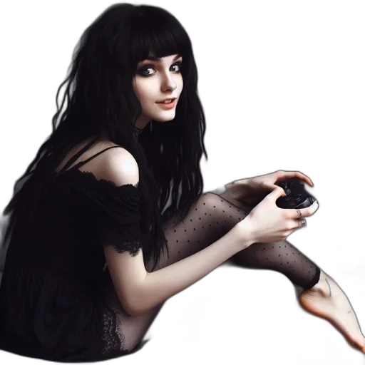 dress, hair, jewelry, concept art transparent PNG cut-out