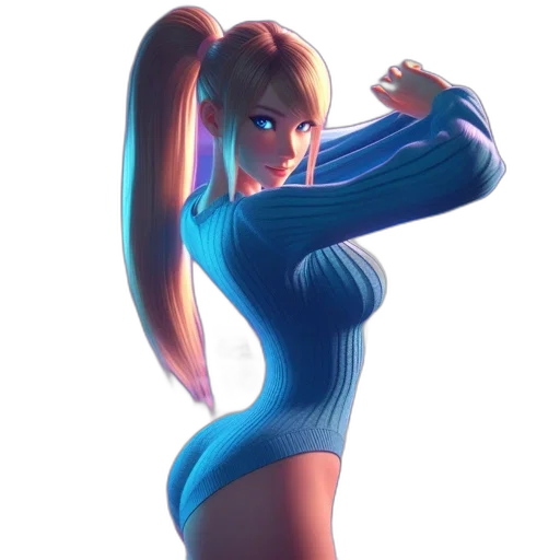 dress, hair, staff, robot transparent PNG cut-out