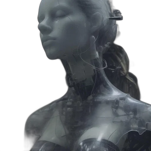 robot, face, dress, cyberpunk transparent PNG cut-out