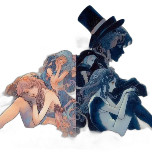 concept art, comic book art, watercolor, fantasy art transparent PNG cut-out