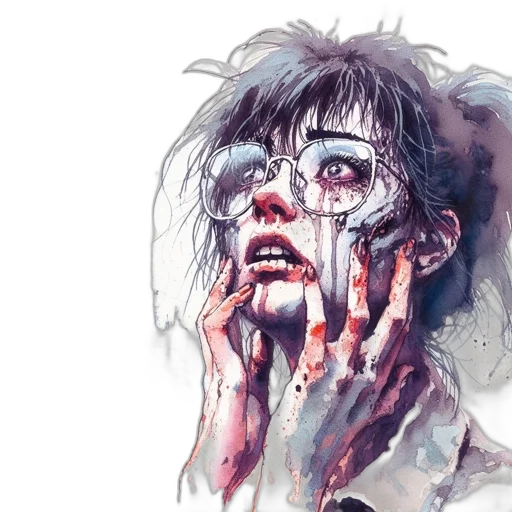 face, comic book art, concept art, watercolor transparent PNG cut-out