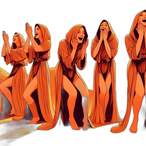 concept art, comic book art, fire, six transparent PNG cut-out