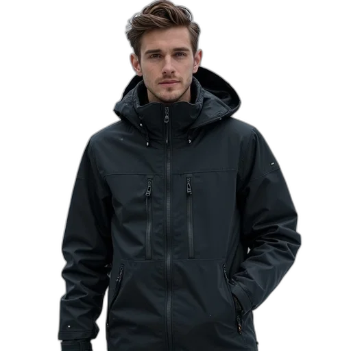 jacket, 3d render, cyberpunk, dark transparent PNG cut-out