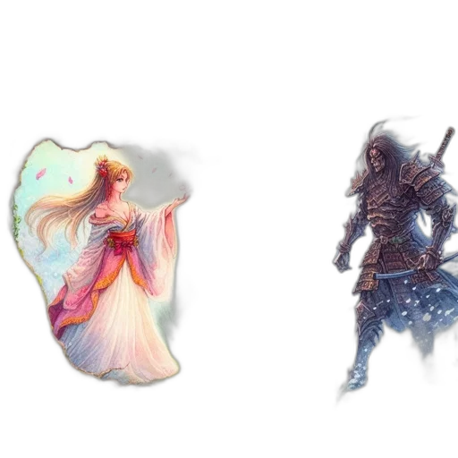 fantasy art, concept art, watercolor, pixel art transparent PNG cut-out