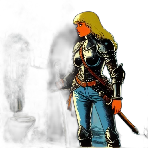 sword, jacket, weapon, comic book art transparent PNG cut-out