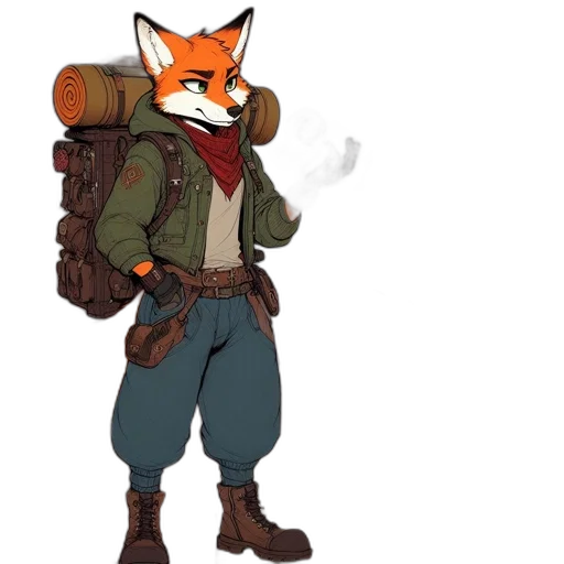 jacket, staff, animal, weapon transparent PNG cut-out