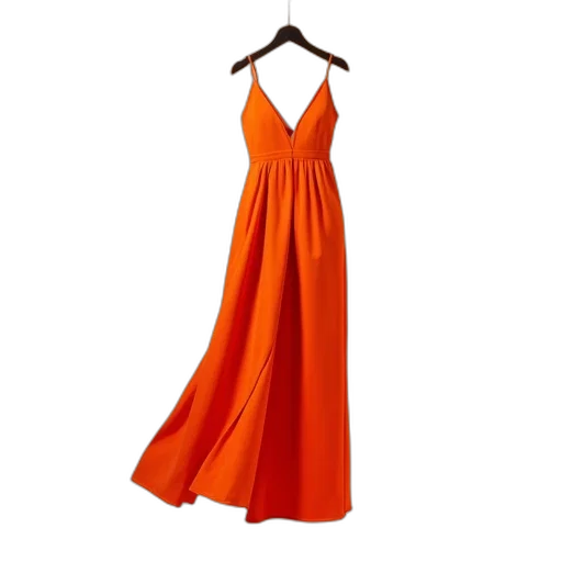 dress, midi, slip, orange transparent PNG cut-out