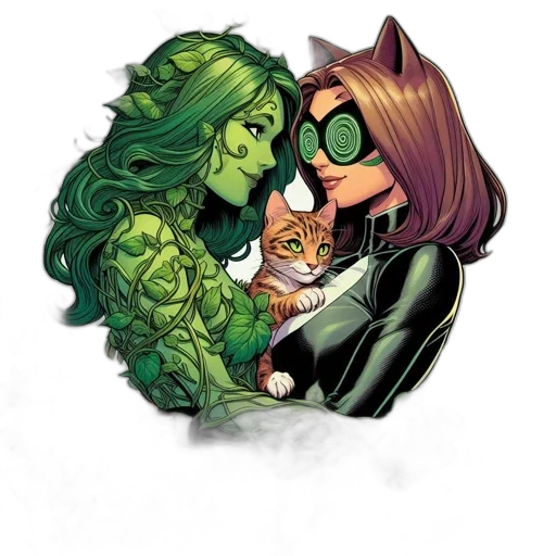 comic book art, concept art, green, two transparent PNG cut-out