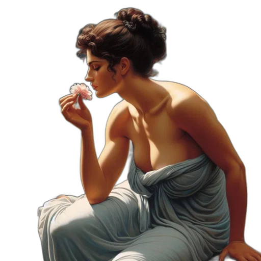 dress, jewelry, oil painting, photorealistic transparent PNG cut-out