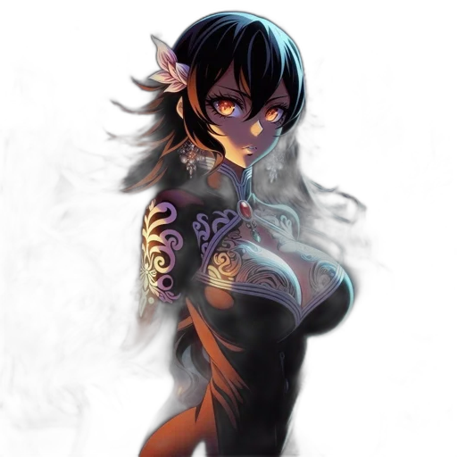 staff, mask, flower, dragon transparent PNG cut-out