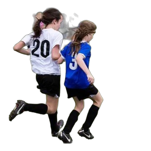 two, girls, playing, soccer transparent PNG cut-out