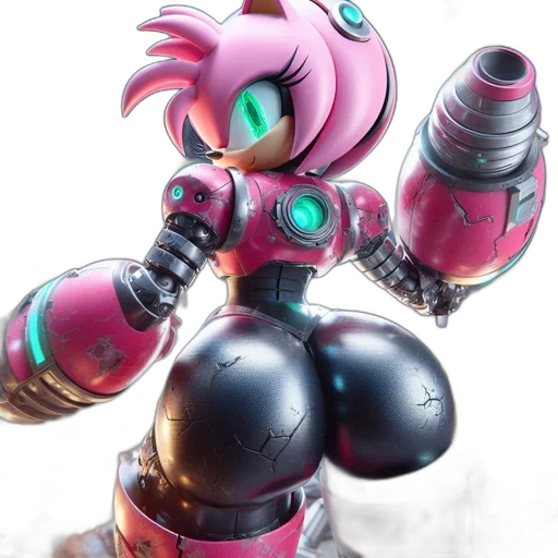 robot, weapon, 3d render, cyberpunk transparent PNG cut-out