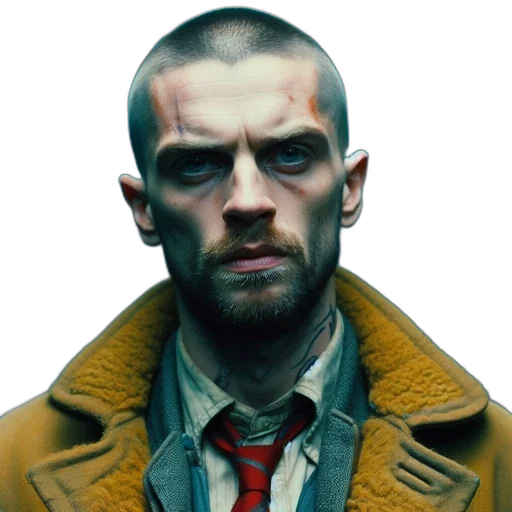 jacket, face, concept art, photorealistic transparent PNG cut-out