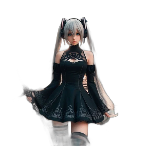 dress, robot, 3d render, concept art transparent PNG cut-out