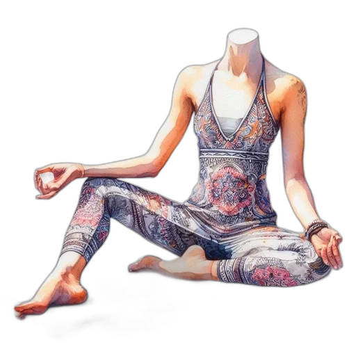 photorealistic, woman, colorful, patterned transparent PNG cut-out