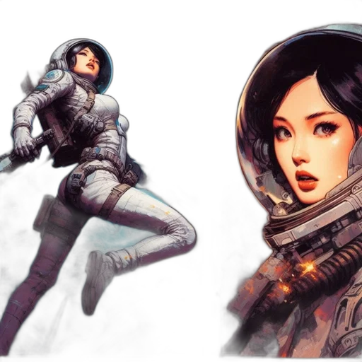 concept art, fantasy art, comic book art, cyberpunk transparent PNG cut-out