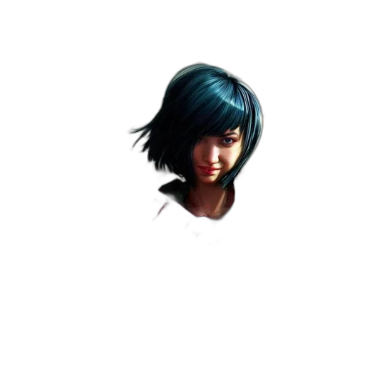 face, hair, staff, weapon transparent PNG cut-out