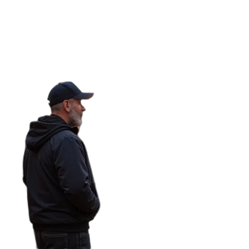 jacket, staff, hat, face transparent PNG cut-out