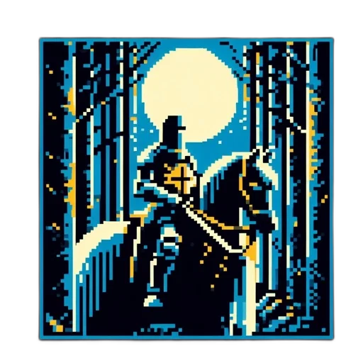 sword, robot, pixel art, comic book art transparent PNG cut-out