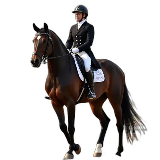 dressage, rider, horse, his transparent PNG cut-out