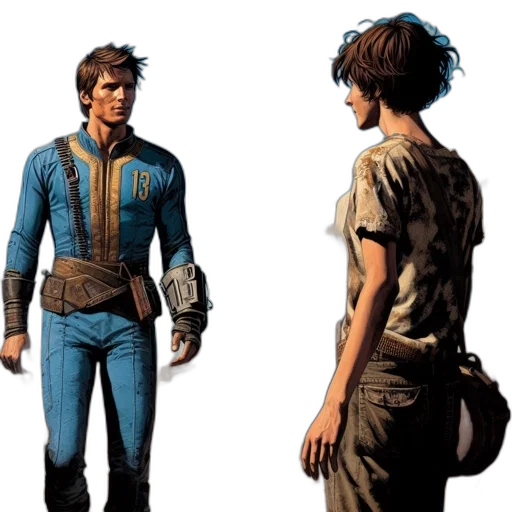 jacket, comic book art, concept art, earth tones transparent PNG cut-out
