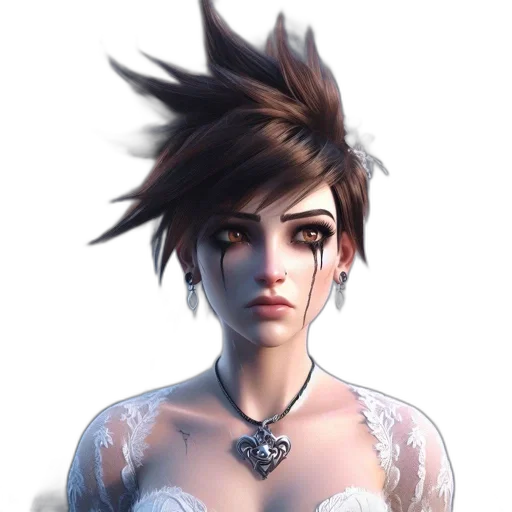 face, dress, jewelry, concept art transparent PNG cut-out