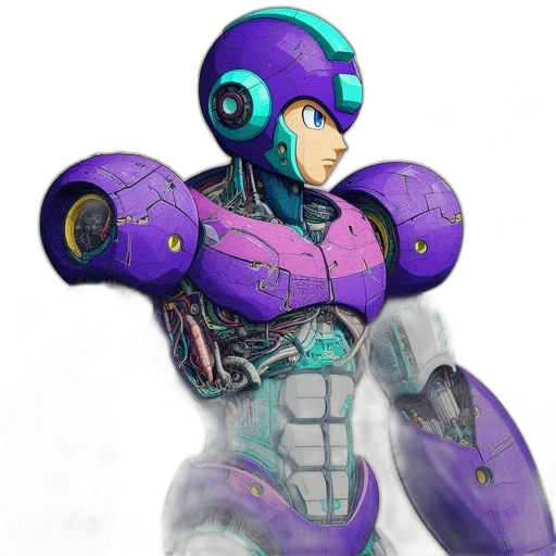 robot, concept art, 3d render, vaporwave transparent PNG cut-out