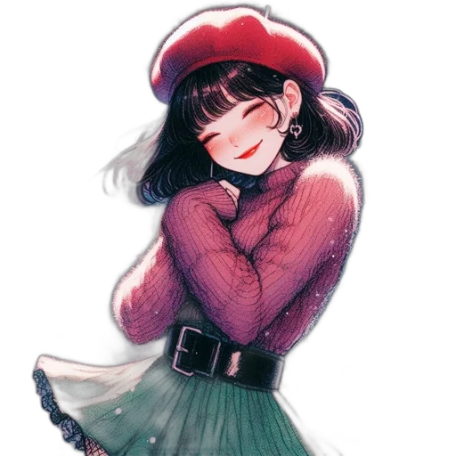 hat, dress, jacket, flower transparent PNG cut-out