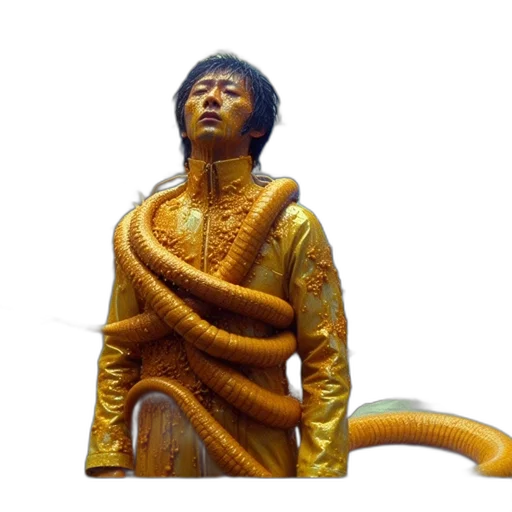 dragon, staff, sword, jacket transparent PNG cut-out