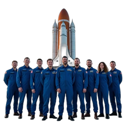 staff, outer space, group, astronauts transparent PNG cut-out