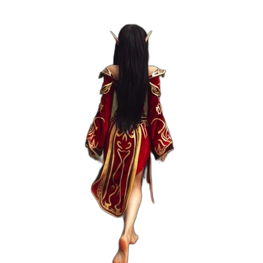 dress, staff, hair, sword transparent PNG cut-out
