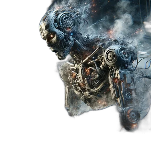 robot, weapon, concept art, cyberpunk transparent PNG cut-out
