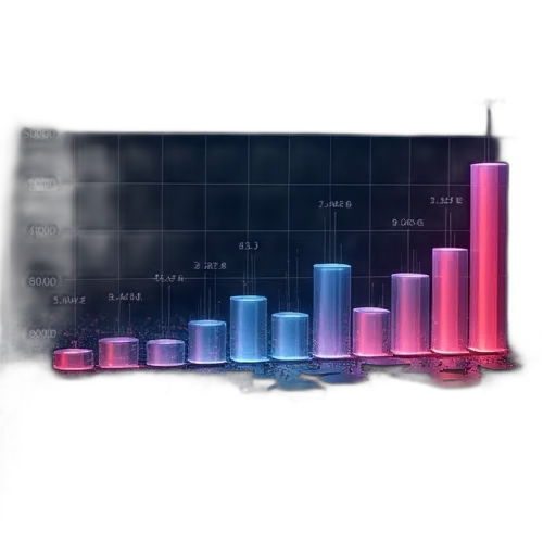 3d render, vaporwave, neon, graph transparent PNG cut-out