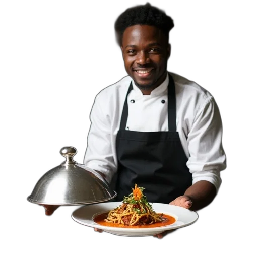 staff, food, young, african transparent PNG cut-out