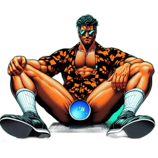 jacket, robot, vaporwave, comic book art transparent PNG cut-out