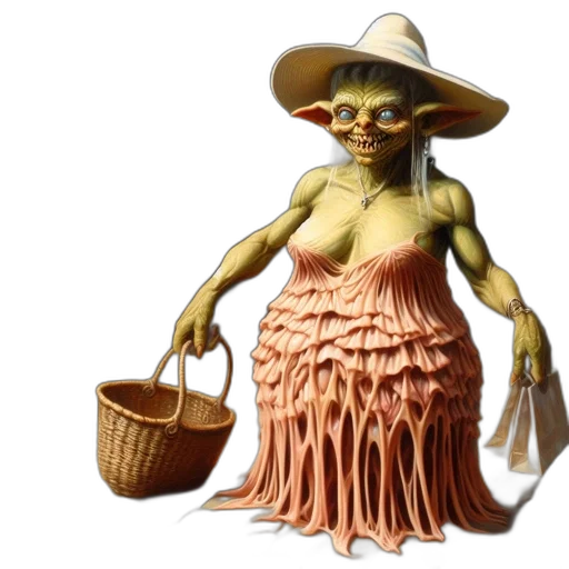 dress, creature, 3d render, concept art transparent PNG cut-out