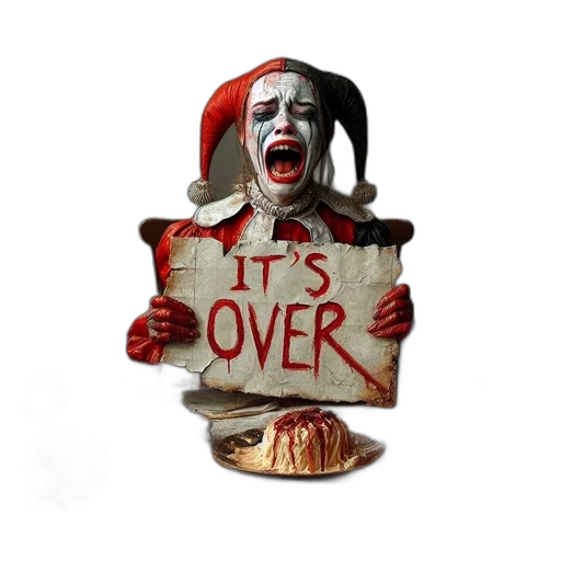 clown, figure, red, black transparent PNG cut-out