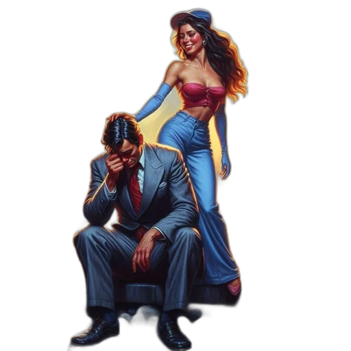 concept art, comic book art, pixel art, cyberpunk transparent PNG cut-out