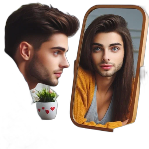 face, hair, photorealistic, oil painting transparent PNG cut-out